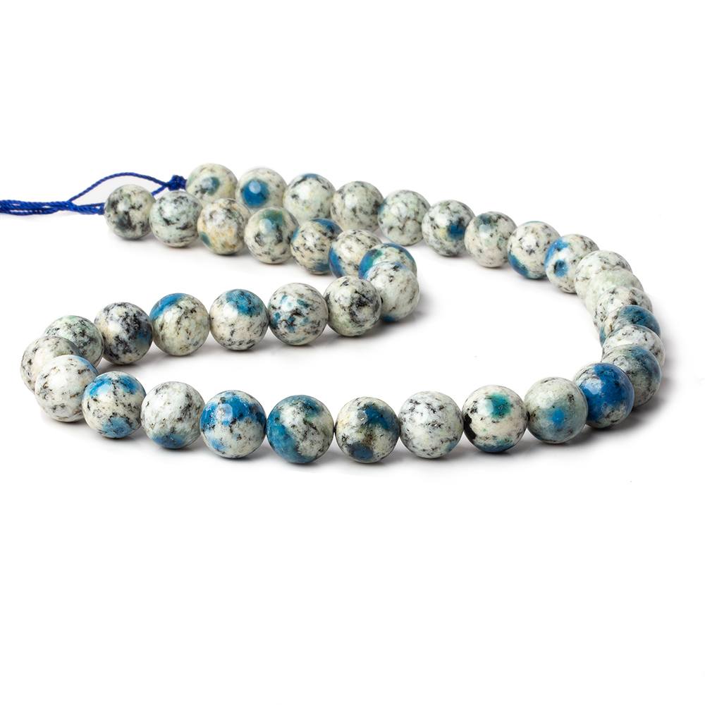 10mm K2 Azurite Granite "K2 Jasper" plain rounds 15 inch 40 beads (ONLINE ORDER ONLY)