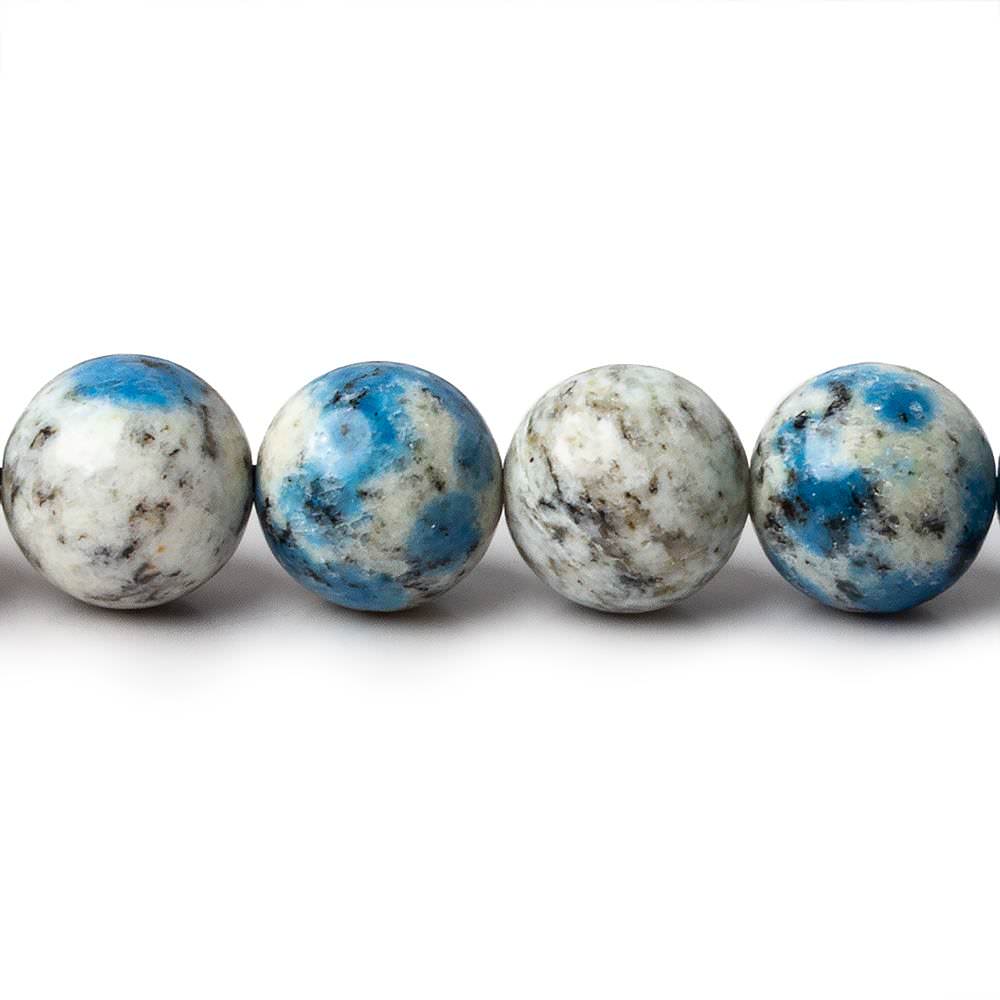 10mm K2 Azurite Granite "K2 Jasper" plain rounds 15 inch 40 beads (ONLINE ORDER ONLY)
