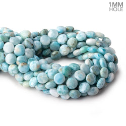 10mm Larimar Plain Coin Beads 15 inch 39 pieces AA 1mm Large Hole (ONLINE ORDER ONLY)