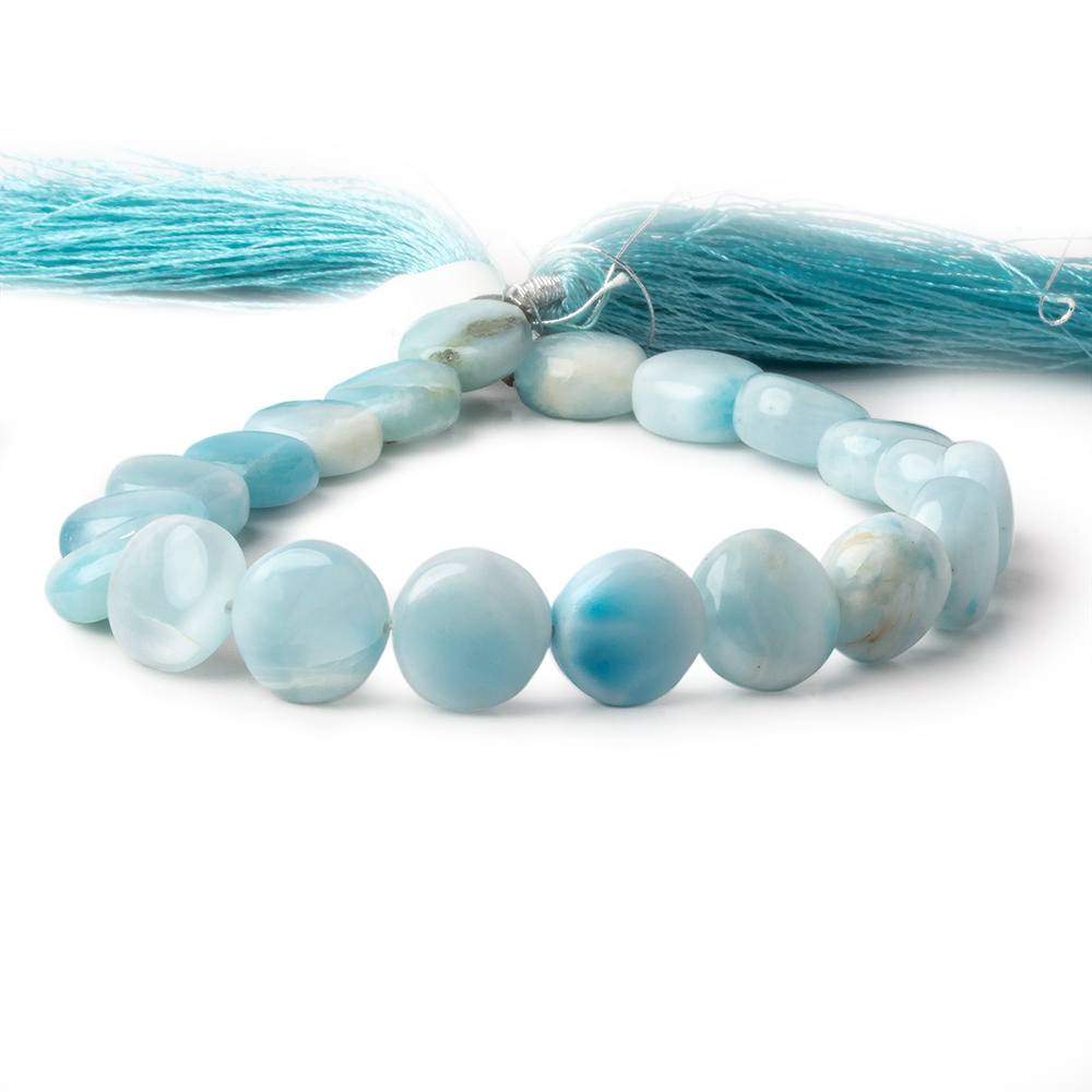 10mm Larimar plain coin beads 8 inch 19 pieces AA Grade (ONLINE ORDER ONLY)