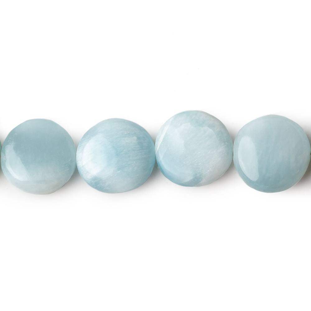 10mm Larimar plain coin beads 8 inch 19 pieces AA Grade (ONLINE ORDER ONLY)