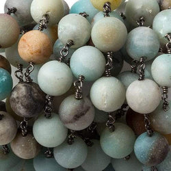 10mm Matte Amazonite plain round Black Gold Chain by the foot 18 pcs (ONLINE ORDER ONLY)