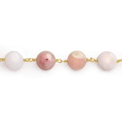10mm Pink Peruvian Opal plain coin Gold Chain sold by the foot 19 pieces