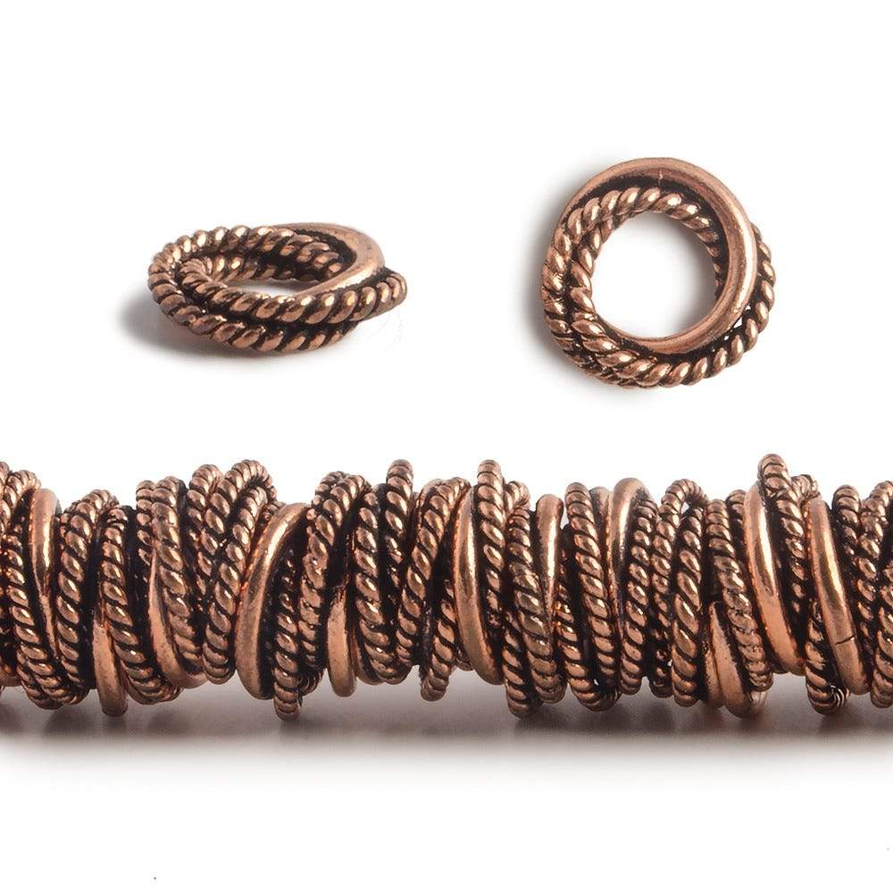 10mm Plain & Twist Mobius Spacers with 5mm Large Hole 8 inch 82 Beads (ONLINE ORDER ONLY)