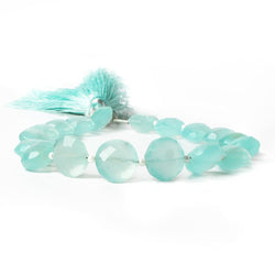 10mm Sea Blue Chalcedony faceted coin beads 8 inch 12 pieces A (ONLINE ORDER ONLY)