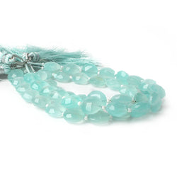 10mm Sea Blue Chalcedony faceted coin beads 8 inch 12 pieces A (ONLINE ORDER ONLY)