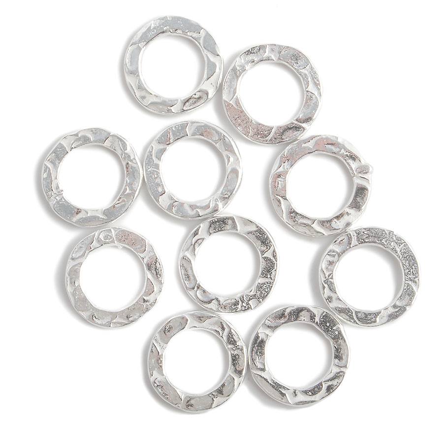 10mm Sterling Silver Hammered Jump Ring Connector 7mm ID Set of 10 pieces (ONLINE ORDER ONLY)