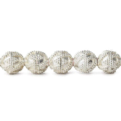 10mm Sterling Silver Plated Copper Bead  Miligrain Triangle and Swirl 8 inch 19 pcs (ONLINE ORDER ONLY)