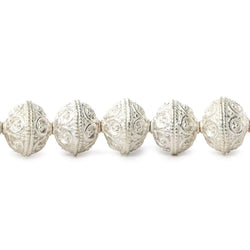 10mm Sterling Silver plated Copper Moroccan Roval Bead 8 inch 22 beads (ONLINE ORDER ONLY)