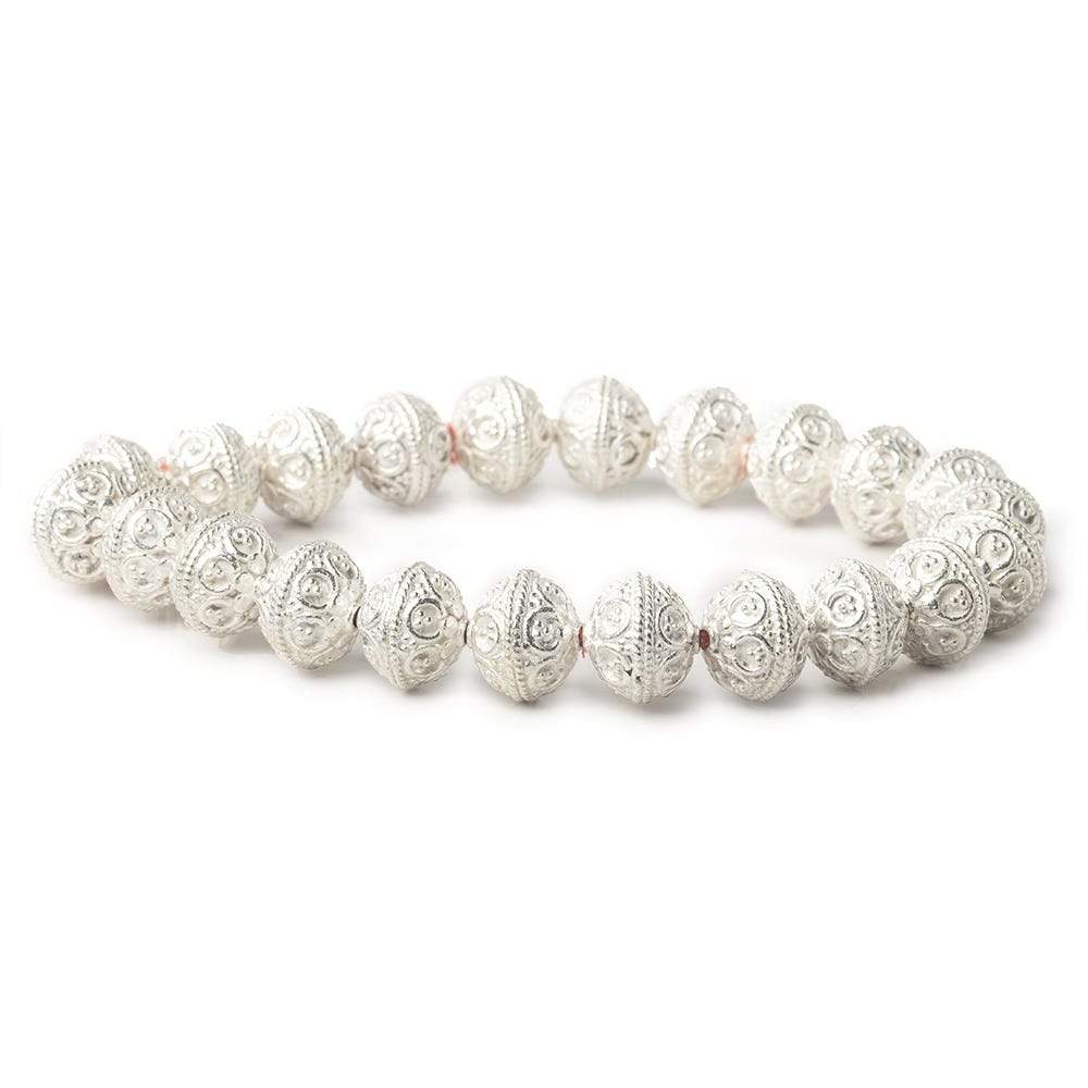 10mm Sterling Silver plated Copper Moroccan Roval Bead 8 inch 22 beads (ONLINE ORDER ONLY)