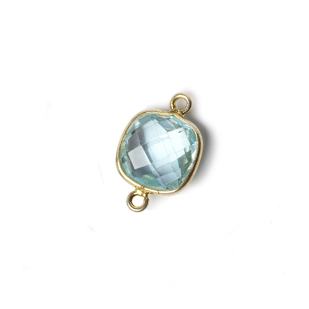 10mm Vermeil Bezel Sky Blue Topaz faceted pillow Petite Connector 1 piece (ONLINE ORDER ONLY)