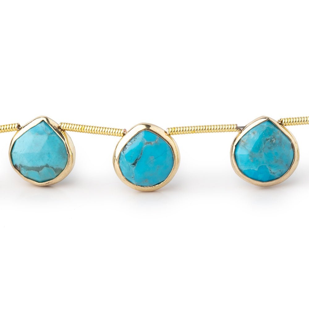 10mm Vermeil Bezel Turquoise Howlite Faceted Heart Beads 6.5 inch 10 pieces (ONLINE ORDER ONLY)