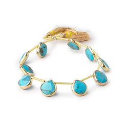 10mm Vermeil Bezel Turquoise Howlite Faceted Heart Beads 6.5 inch 10 pieces (ONLINE ORDER ONLY)