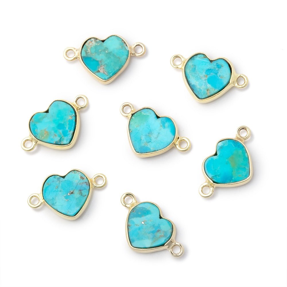 10mm Vermeil Bezel Turquoise Howlite Flat Heart 1 Connector (ONLINE ORDER ONLY)