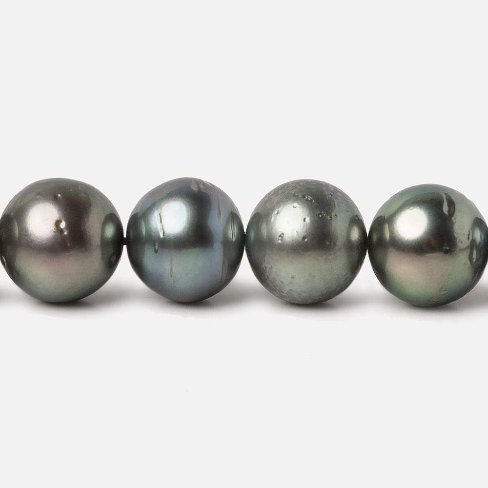 10x10-11.5x11.5mm Silver Peacock Tahitian Round Saltwater Pearls 16 inch 38 pieces A (ONLINE ORDER ONLY)