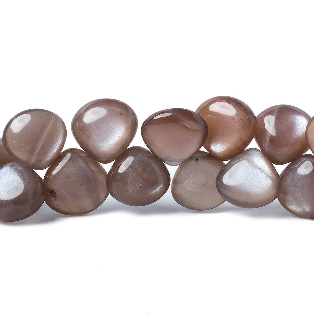 8mm Chocolate Brown Moonstone plain heart beads 8 inch 46 pieces (ONLINE ORDER ONLY)