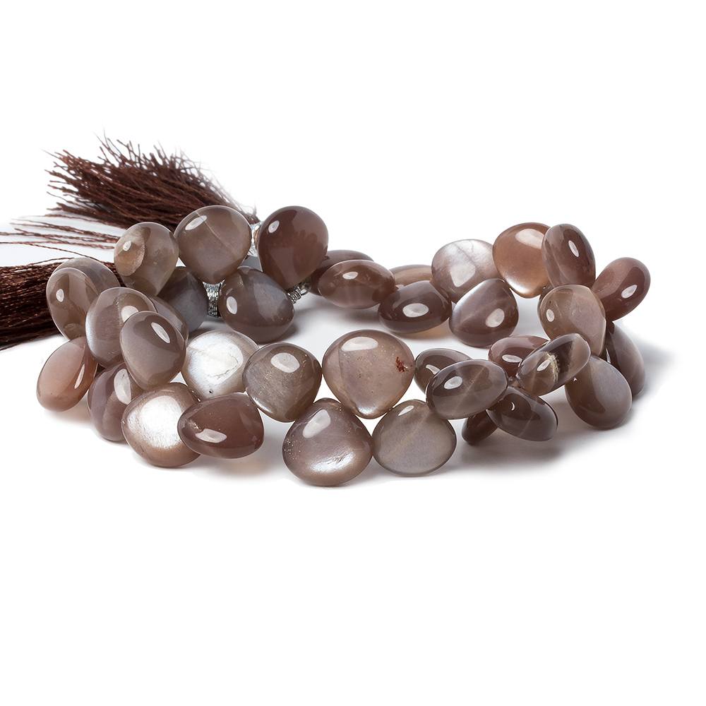 8mm Chocolate Brown Moonstone plain heart beads 8 inch 46 pieces (ONLINE ORDER ONLY)