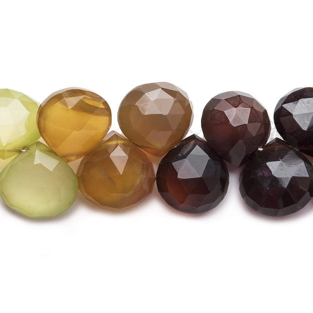 10x10-11x11mm Multi Color Chalcedony Faceted Hearts 8 inch 40 Beads (ONLINE ORDER ONLY)