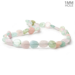 10x10-11x12mm Multi Beryl straight drilled plain flat nuggets 16 inch 34 large hole beads AA (ONLINE ORDER ONLY)