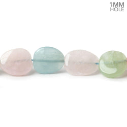 10x10-11x12mm Multi Beryl straight drilled plain flat nuggets 16 inch 34 large hole beads AA (ONLINE ORDER ONLY)