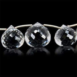 10x10-14.5x14.5mm Crystal Quartz Candy Kiss Briolette Beads 8 inch 15 pieces (ONLINE ORDER ONLY)