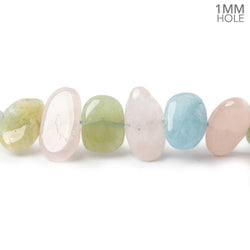 10x10-15x11mm Multi Beryl side drilled plain flat nuggets 16 inch 39 large hole beads AA (ONLINE ORDER ONLY)