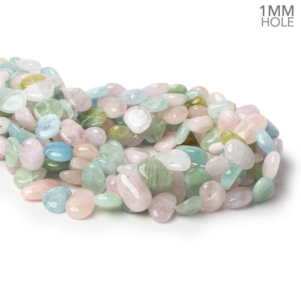 10x10-15x11mm Multi Beryl side drilled plain flat nuggets 16 inch 39 large hole beads AA (ONLINE ORDER ONLY)