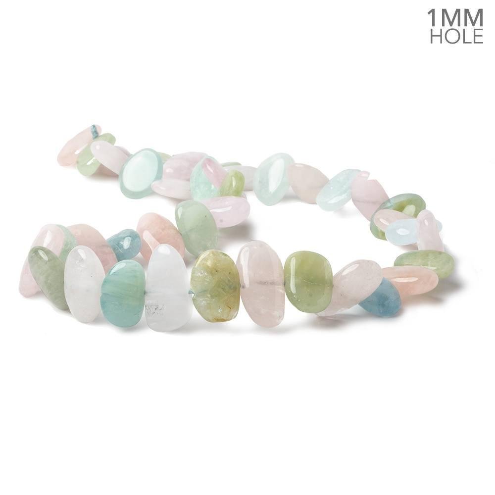 10x10-15x11mm Multi Beryl side drilled plain flat nuggets 16 inch 39 large hole beads AA (ONLINE ORDER ONLY)