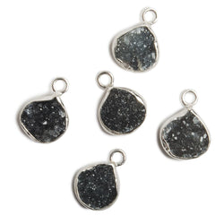 10x10mm Silver Bezel Black Drusy Heart 1 ring Charm Pendant 1 piece (ONLINE ORDER ONLY)
