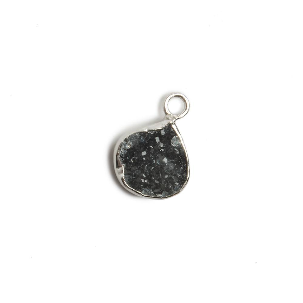 10x10mm Silver Bezel Black Drusy Heart 1 ring Charm Pendant 1 piece (ONLINE ORDER ONLY)