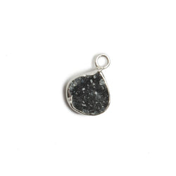 10x10mm Silver Bezel Black Drusy Heart 1 ring Charm Pendant 1 piece (ONLINE ORDER ONLY)