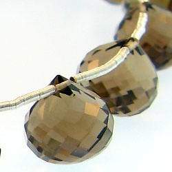 10x10mm Smoky Quartz `Candy Kiss` Beads 8 inch (ONLINE ORDER ONLY)