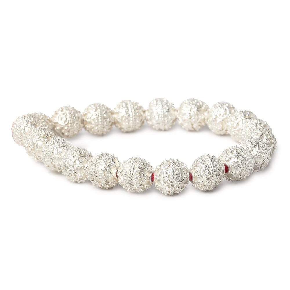 10x10mm Sterling Silver Plated Copper Bead Roval Victorian Swag with Miligrain 8 inch 20 pcs (ONLINE ORDER ONLY)