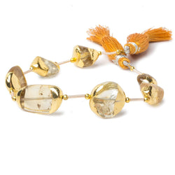 10x10x5-20x12x6mm Gold Leafed Citrine Plain Nugget Focal Bead Strand 8 inch 7 pieces (ONLINE ORDER ONLY)