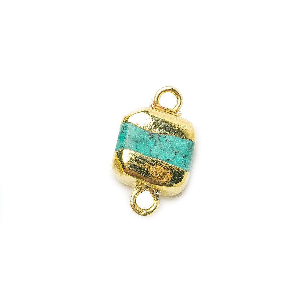 10x10x5mm Gold Leafed Turquoise plain square connector 1 piece (ONLINE ORDER ONLY)
