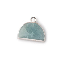 10x15mm Silver Leafed Aquamarine Faceted Half Moon Focal Pendant 1 piece (ONLINE ORDER ONLY)