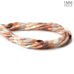 10x4mm Multi Color Moonstone plain rice large hole beads 16 inch 40 pieces A (ONLINE ORDER ONLY)