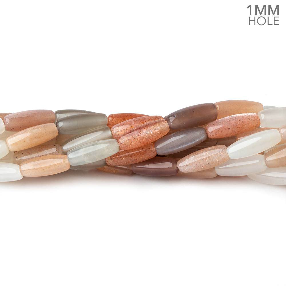 10x4mm Multi Color Moonstone plain rice large hole beads 16 inch 40 pieces A (ONLINE ORDER ONLY)