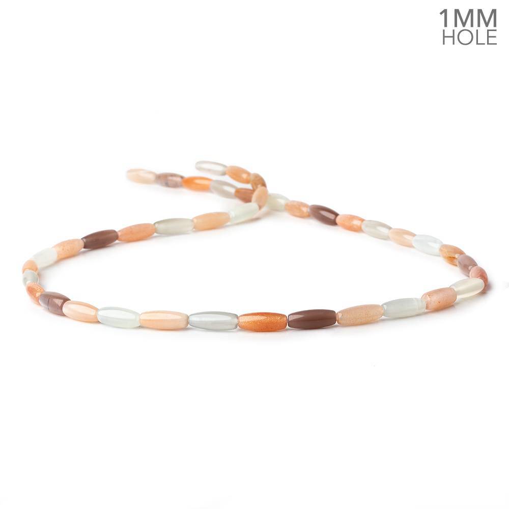 10x4mm Multi Color Moonstone plain rice large hole beads 16 inch 40 pieces A (ONLINE ORDER ONLY)