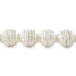 10x5mm Sterling Silver plated Copper Bead Cap Miligrain Rings 8 inch 38 pieces (ONLINE ORDER ONLY)
