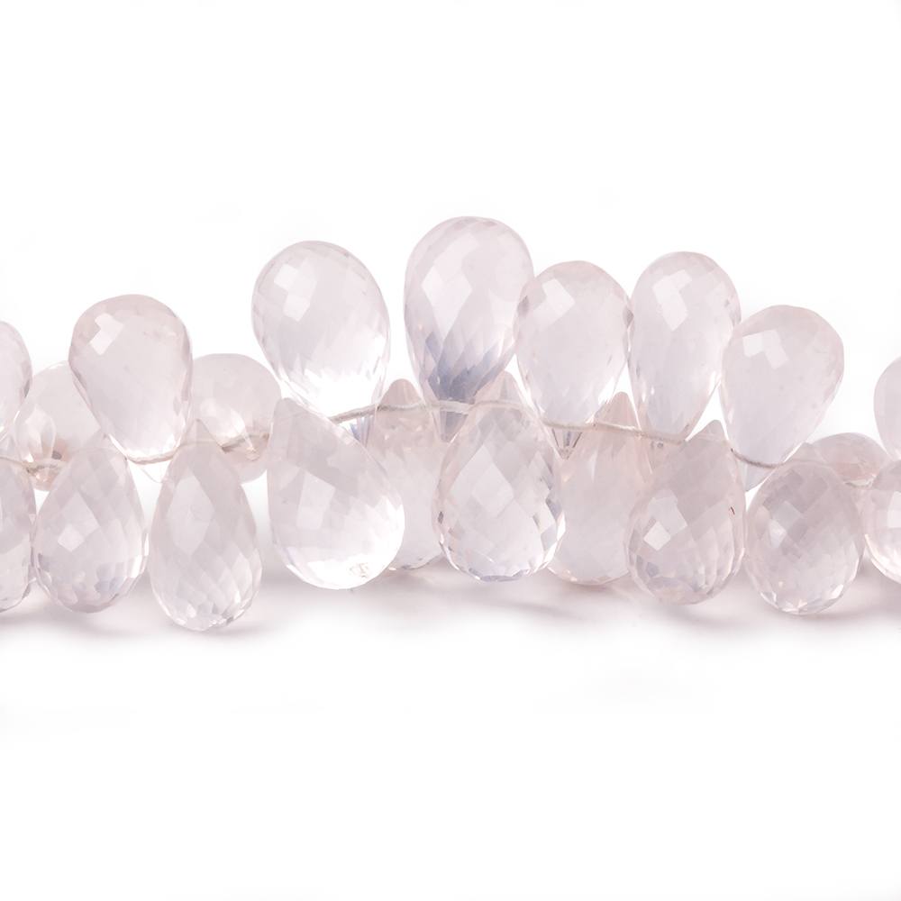 10x6-13x7mm Rose Quartz Tear Drop Briolette Beads 7 inch 63 pieces (ONLINE ORDER ONLY)