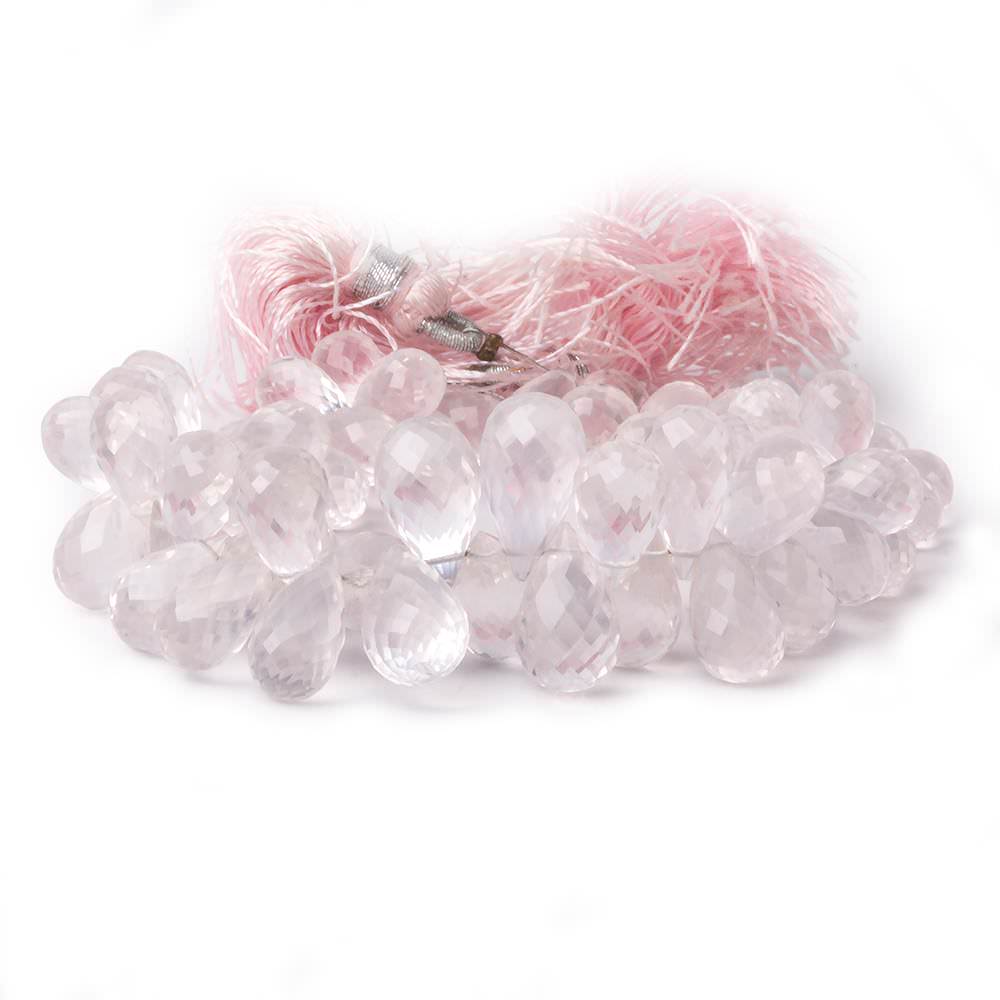10x6-13x7mm Rose Quartz Tear Drop Briolette Beads 7 inch 63 pieces (ONLINE ORDER ONLY)
