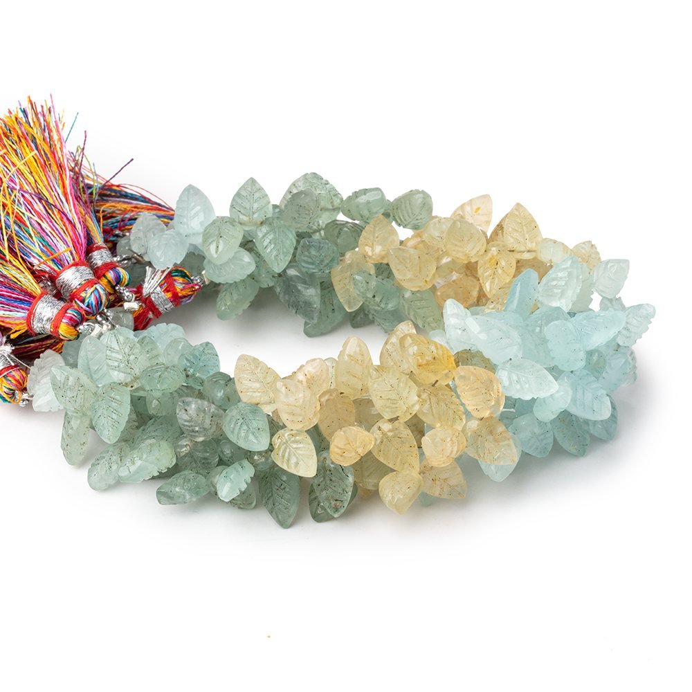 10x6mm Multi Color Beryl Carved Leaf Beads 8 inch 40 pieces (ONLINE ORDER ONLY)