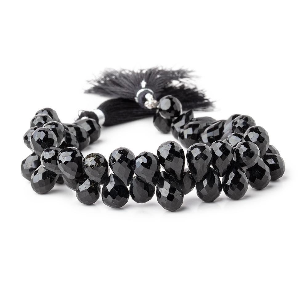 10x7-11x7mm Black Tourmaline Faceted Tear Drop Beads 7 inch 48 pieces (ONLINE ORDER ONLY)
