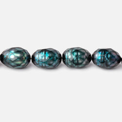 10x7-11x7mm Dark Teal Faceted Oval Freshwater Pearls 16 inch 33 pieces (ONLINE ORDER ONLY)