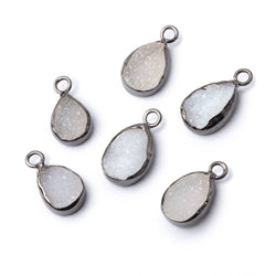 10x7-11x8mm Black Gold Bezel White Drusy Pear Focal Pendant 1 piece