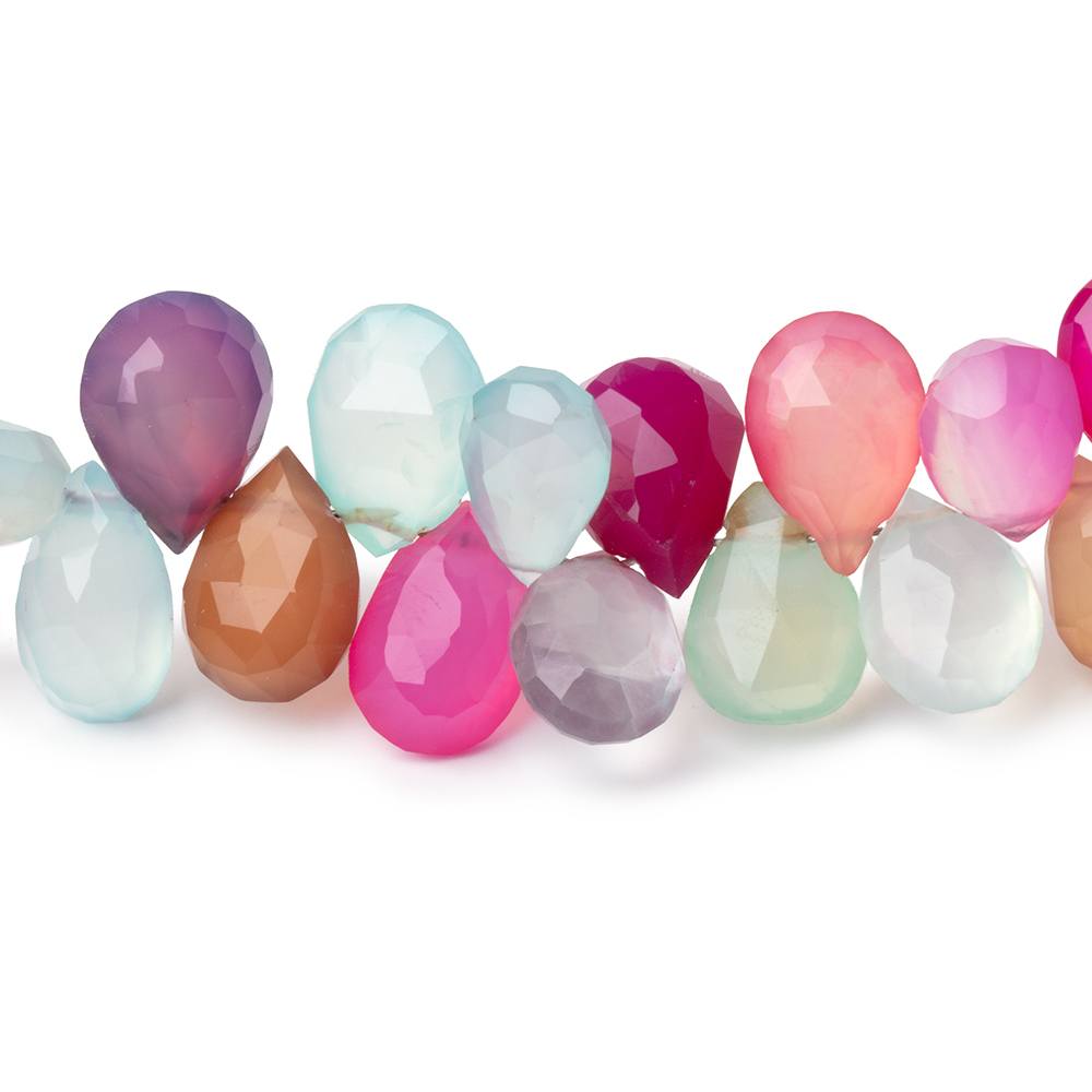 10x7-11x9mm Multi Color Chalcedony Faceted Pears 8 inch 52 Beads (ONLINE ORDER ONLY)
