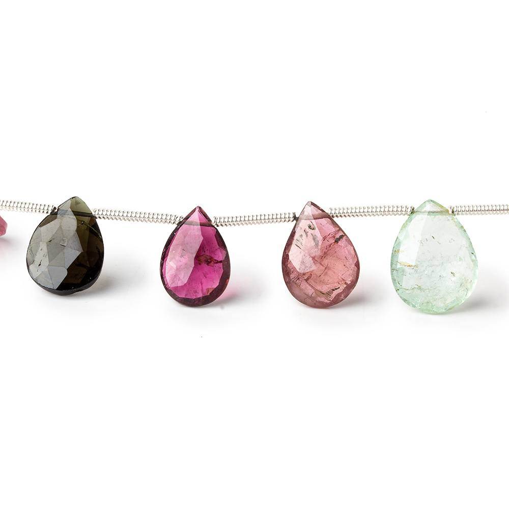 10x7-12x9mm Multi Color Tourmaline Faceted Pear Beads 7 inch 14 pieces (ONLINE ORDER ONLY)