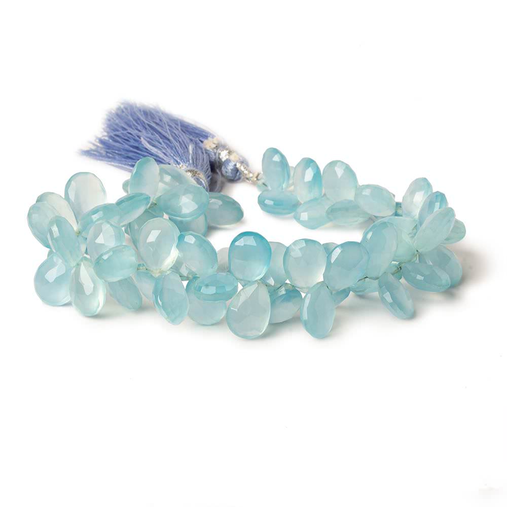 Sky Blue Chalcedony faceted pears 8 inch 54 beads (ONLINE ORDER ONLY)