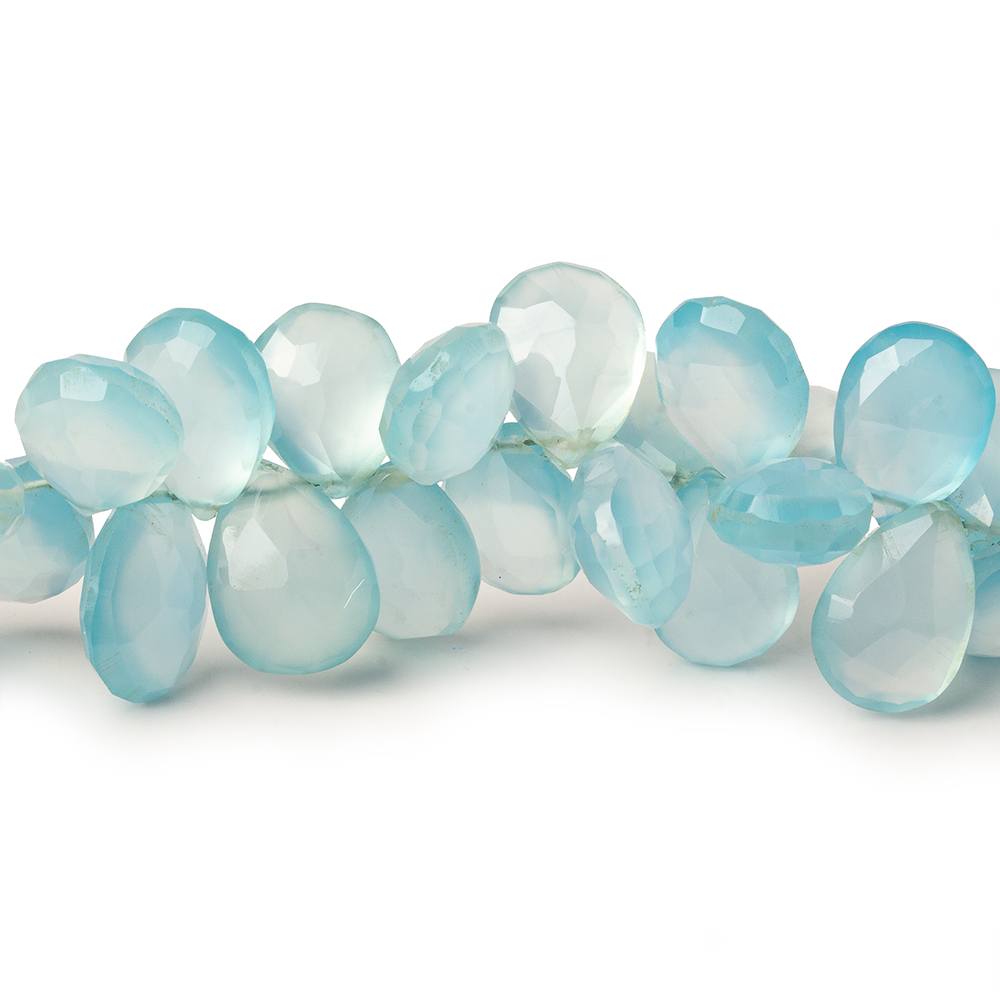Sky Blue Chalcedony faceted pears 8 inch 54 beads (ONLINE ORDER ONLY)